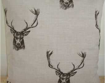 Stag Pillow Pillow Cover 16x16 Stags 16" Cushion Sham Case Pillowcase Charcoal Grey Black Fryetts Wildlife Woodland