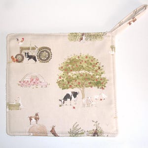 Pot Grab Pigs Goat Tractor Cow Chickens Farm Friends Pot Holder Kitchen Pad Mat Potholder Farmyard Animals Vehicles Sophie Allport
