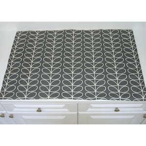 Induction Hob Cover Oven Stove Cooker Mat Pad Grey 83cm x 55cm Electric 33&quot; Kitchen Pad Topper Stem Leaf Gray