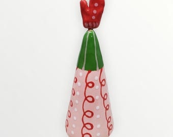 Ceramic Christmas Tree Sculpture Mitten Topper