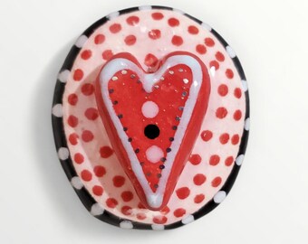 Ceramic Heart Stone Hollow Handmade Sculpture By Sharon Bloom Designs