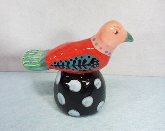 Folk Art Bird Ceramic Sculpture Americana Handmade By Sharon Bloom Designs
