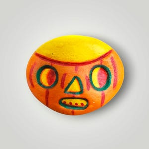 Halloween Paper Mache Orange Pumpkin Pin Handmade by Sharon Bloom Designs