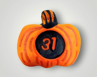 Halloween Paper Mache Pumpkin Jack-O-Lantern  31 Pin Handmade by Sharon Bloom Designs