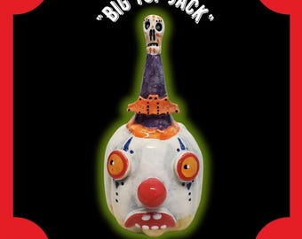 Halloween Handmade Ceramic Big Top Jack Creepy Clown Pumpkin  Rattle Noisemaker Sculpture for EHAG