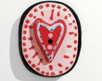 Ceramic Heart Stone Hollow Handmade Sculpture By Sharon Bloom Designs