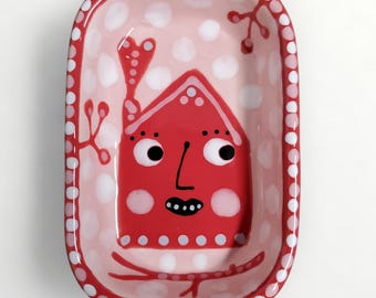 Valentine Ceramic Happy House Trinket Dish by Sharon Bloom Designs