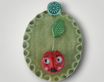 Ceramic Cherry Wall Plaque Tile House Jewelry By Sharon Bloom Designs