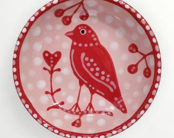 Valentine's Day Ceramic Bird Mini Dish by Sharon Bloom Designs