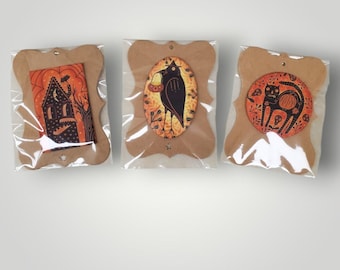 Halloween Fun Pack Button Pinback SET OF THREE by Sharon Bloom Designs