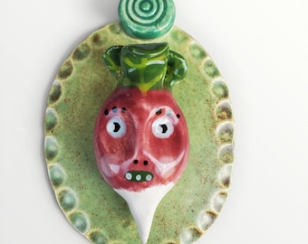 Ceramic Radish Wall Plaque Tile House Jewelry By Sharon Bloom Designs