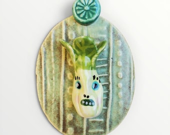 Ceramic Bok Choy Plaque Tile House Jewelry By Sharon Bloom Designs