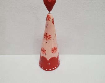 Ceramic Pink And Red Heart Tree Sculpture Decoration By Sharon Bloom Designs