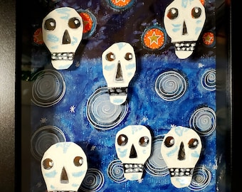 Framed Halloween Skulls Collage Transition by Sharon Bloom Designs