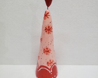 Ceramic Pink And Red Heart Tree Sculpture Decoration By Sharon Bloom Designs