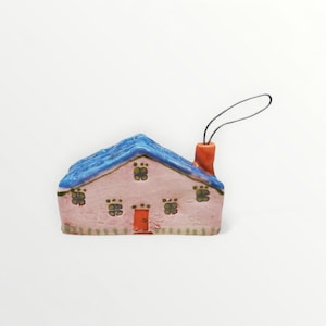 Handmade Ceramic Folk Art Colorful Cottage Wire Chimney Smoke - for Home Decor - Signed and Dated 2026