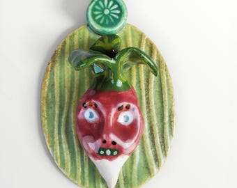 Ceramic Radish Wall Plaque Tile House Jewelry By Sharon Bloom Designs