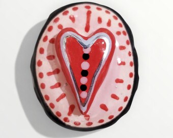 Ceramic Heart Stone Hollow Handmade Sculpture By Sharon Bloom Designs