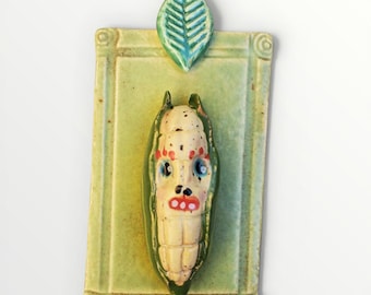 Ceramic Corn Cob Wall Plaque Tile House Jewelry By Sharon Bloom Designs