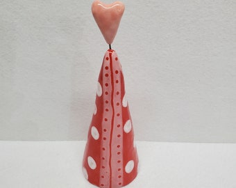 Ceramic Red And Pink Heart Tree Sculpture Decoration By Sharon Bloom Designs