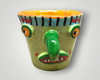 Halloween Ceramic Witch Candy Cup Container Sculpture Handmade Sharon Bloom Designs
