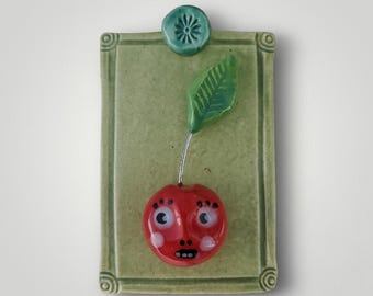 Ceramic Cherry Wall Plaque Tile House Jewelry By Sharon Bloom Designs