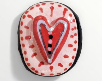 Ceramic Heart Stone Hollow Handmade Sculpture By Sharon Bloom Designs
