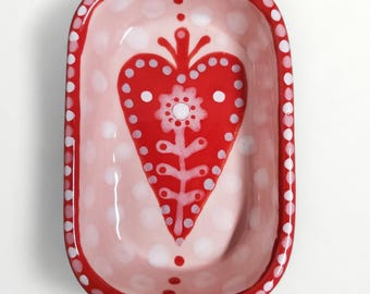 Valentine Ceramic Heart Trinket Dish by Sharon Bloom Designs