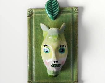 Ceramic Endive Lettuce Wall Plaque Tile House Jewelry By Sharon Bloom Designs