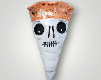 Halloween Handmade Ceramic Scary Skelley Skeleton Carrot pocket Wall Vase by Sharon Bloom Designs