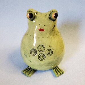 Ceramic Anthropomorphic Green Frog RATTLE Shaker Sculpture Handmade by Sharon Bloom Designs