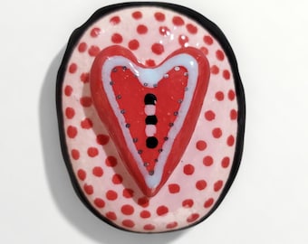 Ceramic Heart Stone Hollow Handmade Sculpture By Sharon Bloom Designs