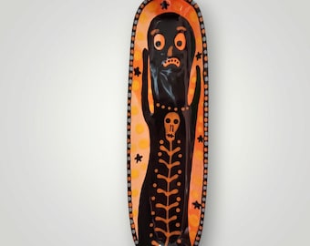 Halloween Ceramic Ghost Skinny Tray Hand Painted by Sharon Bloom Designs