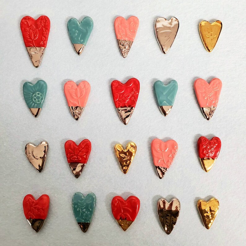 Ceramic Embossed Silver Metallic Heart Brooch Pin Handmade by Sharon Bloom Designs
