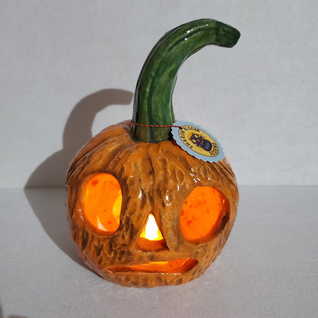 Halloween Handmade Ceramic Jack-o-lantern Pumpkin Lantern With Light - Etsy