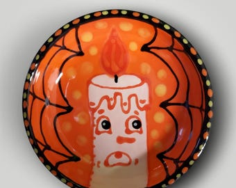 Halloween Anthropomorphic Candle Hand Painted Mini Dish