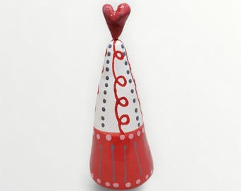 Ceramic White And  Red Heart Tree Sculpture Decoration By Sharon Bloom Designs