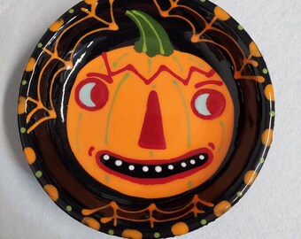 Halloween Ceramic Retro Pumpkin Mini Bowl by Sharon Bloom Designs