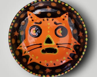 Halloween Ceramic Orange Cat Mini Dish by Sharon Bloom Designs