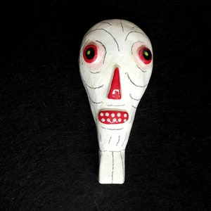 Halloween Ceramic Skull Whistle Sculpture Handmade by Sharon Bloom Designs