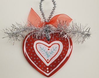 Ceramic Red Heart  Ornament by Sharon Bloom Designs