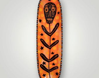 Halloween Ceramic Skeleton Flower Skinny Tray Hand Painted by Sharon Bloom Designs