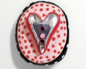 Ceramic Heart Stone Hollow Handmade Sculpture By Sharon Bloom Designs