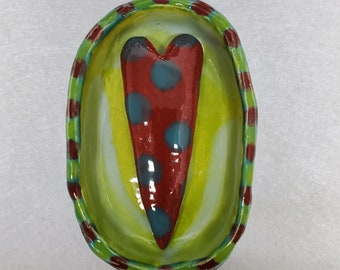 Ceramic Wall Sculpture Heart Vignette Valentine Sweetheart House Jewelry By Sharon Bloom Designs