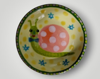 Ceramic Whimsical Snail Folk Art  Mini Dish by Sharon Bloom Designs