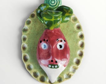 Ceramic Radish Wall Plaque Tile House Jewelry By Sharon Bloom Designs