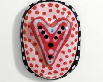 Ceramic Heart Stone Hollow Handmade Sculpture By Sharon Bloom Designs