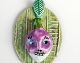 Ceramic Turnip Wall Plaque Tile House Jewelry By Sharon Bloom Designs