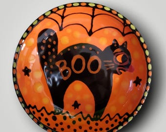 Halloween Ceramic Black Cat Mini Dish by Sharon Bloom Designs
