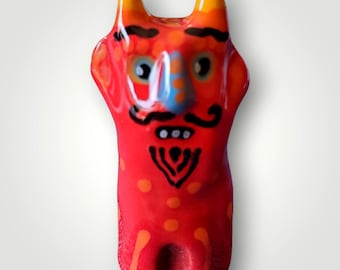 Halloween OOAK Ceramic Red Devil Mini Sculpture